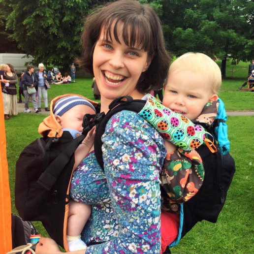 Carrying multiples, babywearing twins, babywearing toddler and newborn