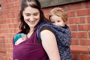 Tandem Babywearing stretchy and woven wrap