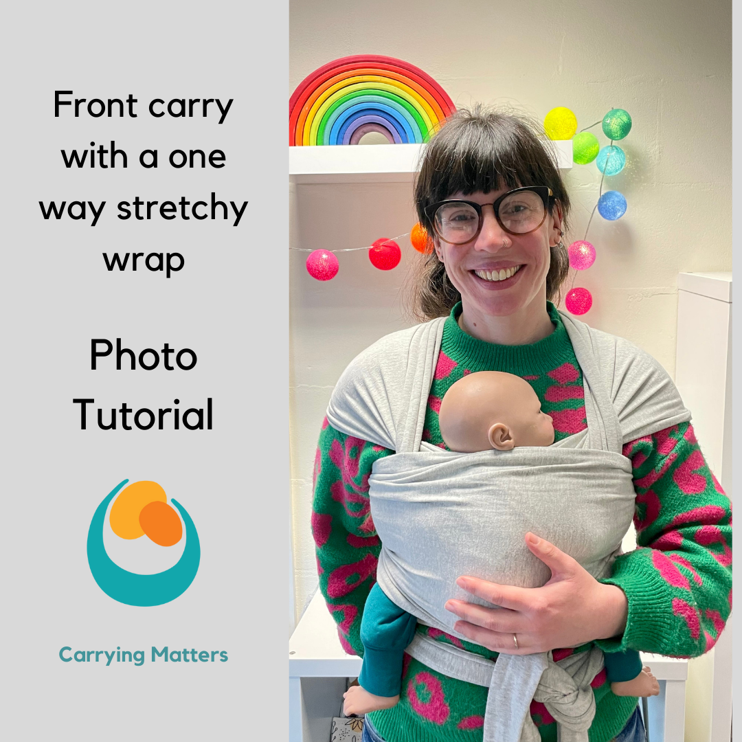 Front carry with a one way stretchy wrap photo tutorial prepared PWCC Carrying Matters